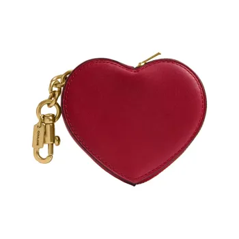 COACH Heart Leather Coin Purse Mini Women's Red