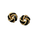 Vintage Drip Glaze Stud Earrings-Black