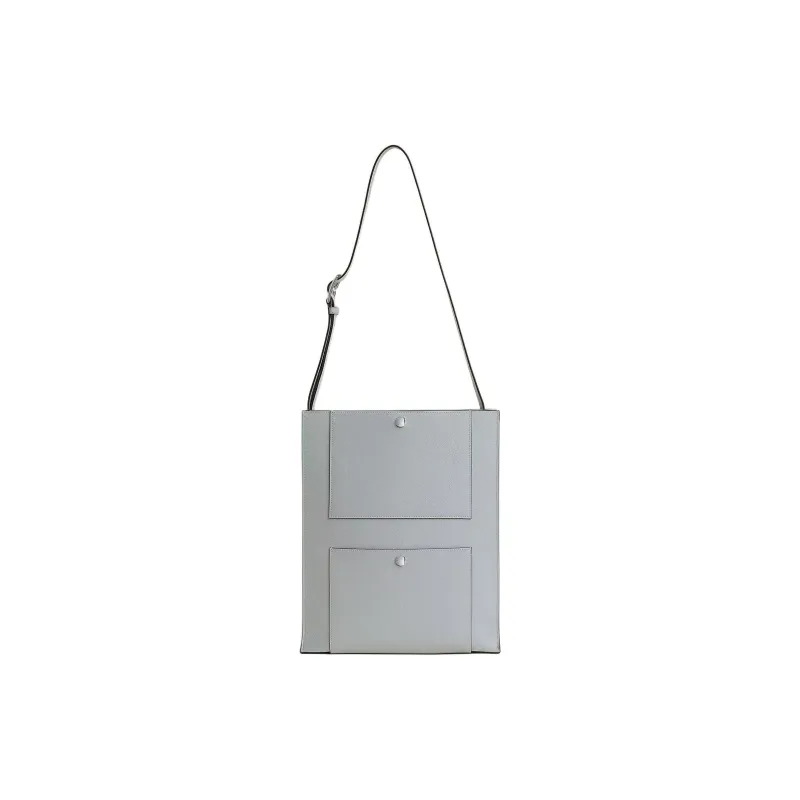 HERMES Cab H Evercolor Leather Tote Bag Shopping Bag Handbag Regular Unisex Blue Grayce-0