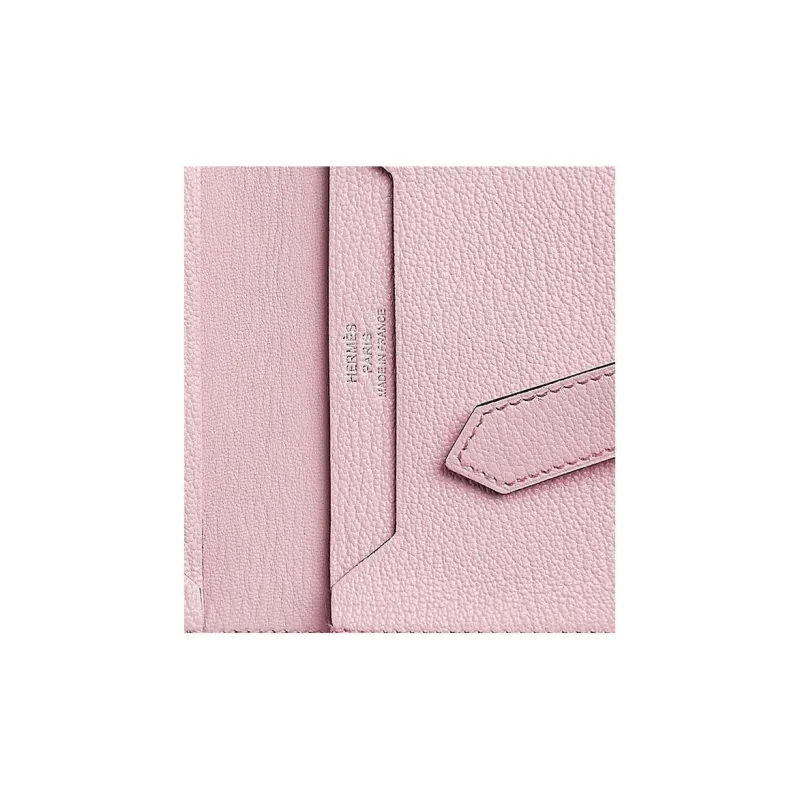 HERMES Bearn Mysore Goat Skin Card Holder Regular Women's Pink-2
