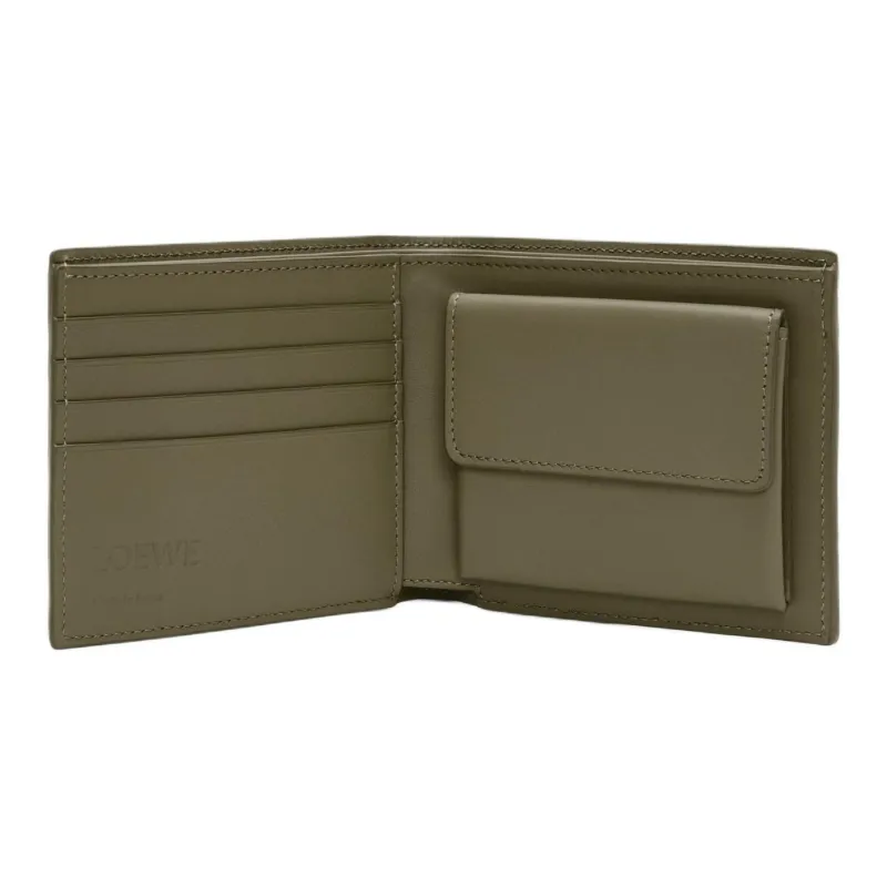 LOEWE Satin Calfskin Wallet Men's Khaki Green-2
