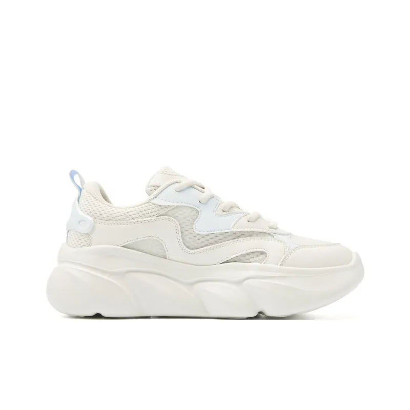 QIAODAN Anti Slip Wear Resistant Low Top Casual Shoes Women's White Blue-1