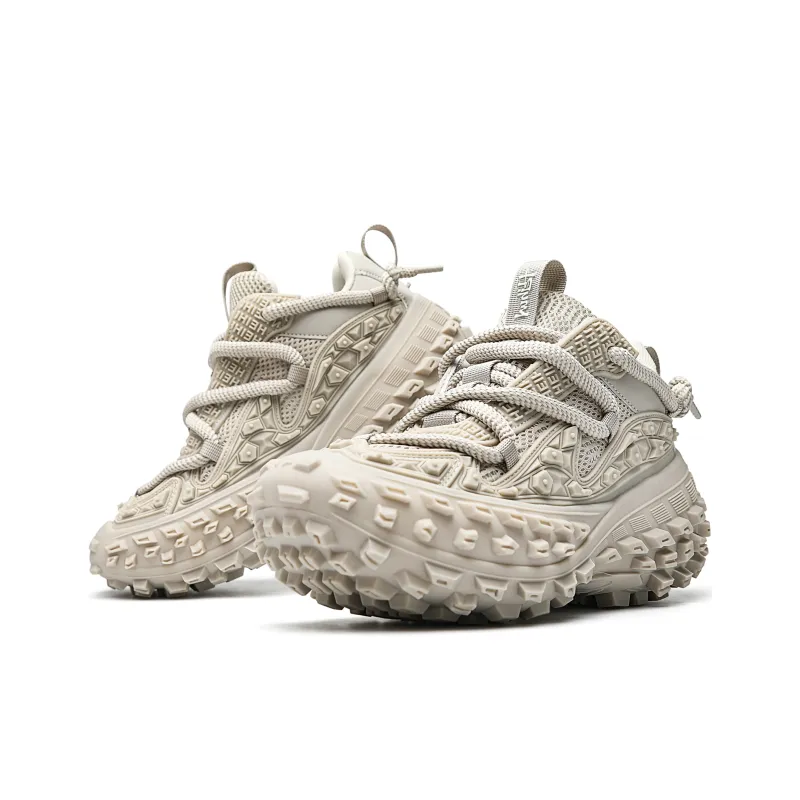 ORD Anti Slip Wear Resistant Breathable Lightweight Height Increasing Low Top Chunky Sneakers Unisex Beige-3