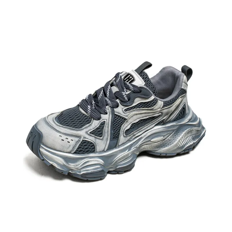 HACKBUTEER Cushioning Anti Slip Wear Resistant Breathable Height Increasing Low Top Chunky Sneakers Men's-6
