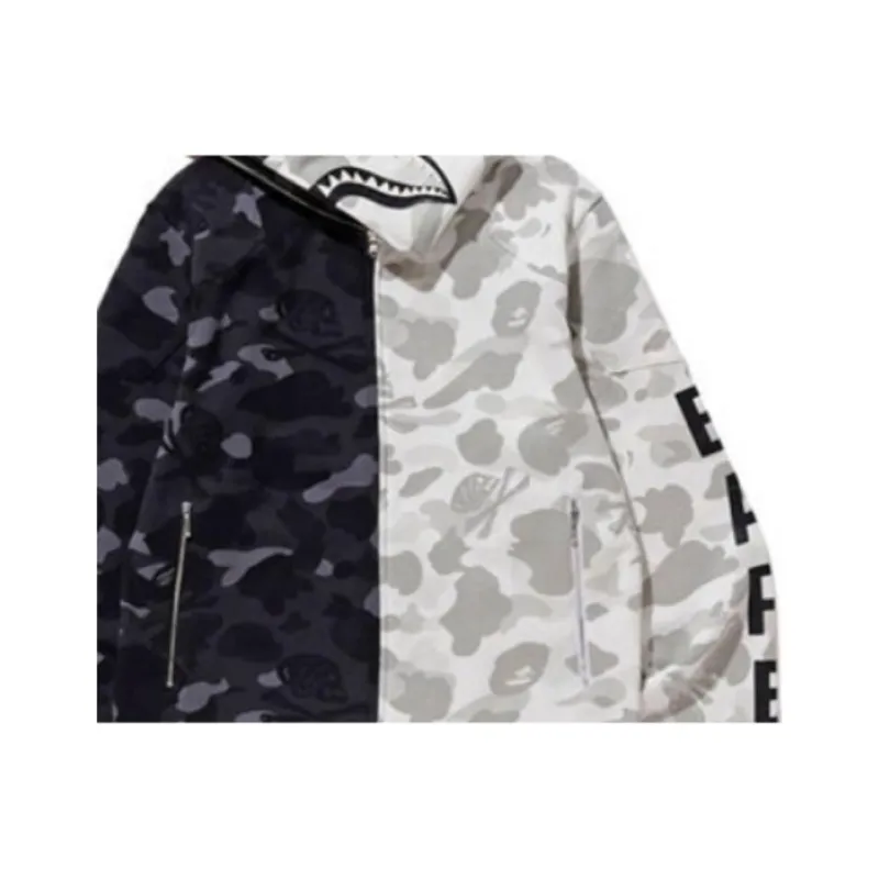 Bape X Neighborhood Split Camo Shark Full Zip Hoodie-3