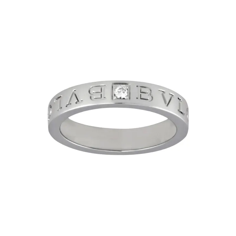 BVLGARI 18K Gold Diamond White Gold Rings Unisex Silver-1