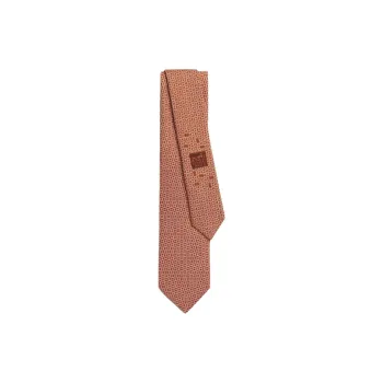 HERMES Mulberry Silk Ties Men's Orange