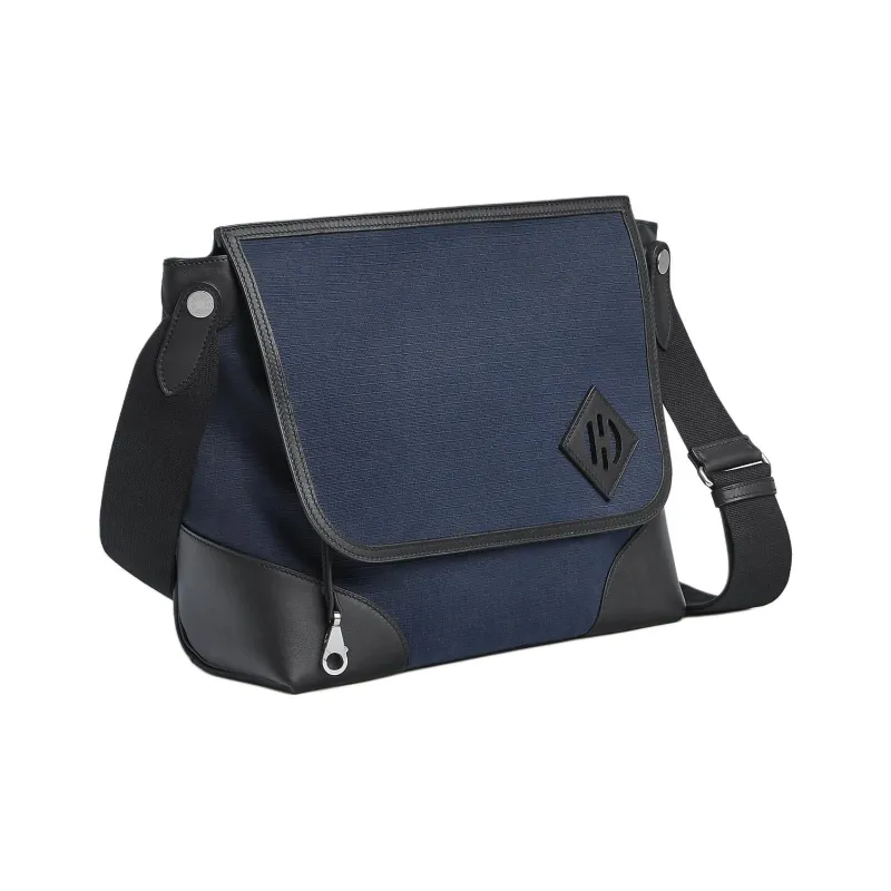 HERMES Messenger Canvas And Swift Calfskin Courier Bag Shoulder Bag Crossbody Bag Men's Blue Marine Blue-1