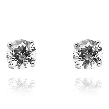 Swarovski Rhodium Plated, Crystal Stud Earrings Women's Silver