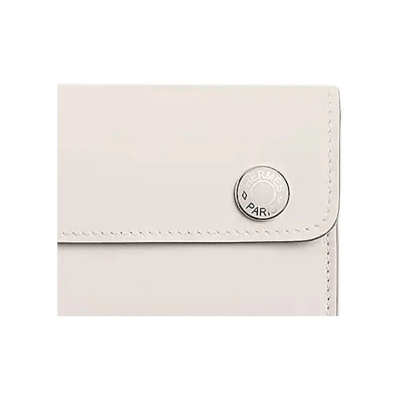 HERMES Hermèsnap Swift Calfskin Card Holder Women's Light Gray-3