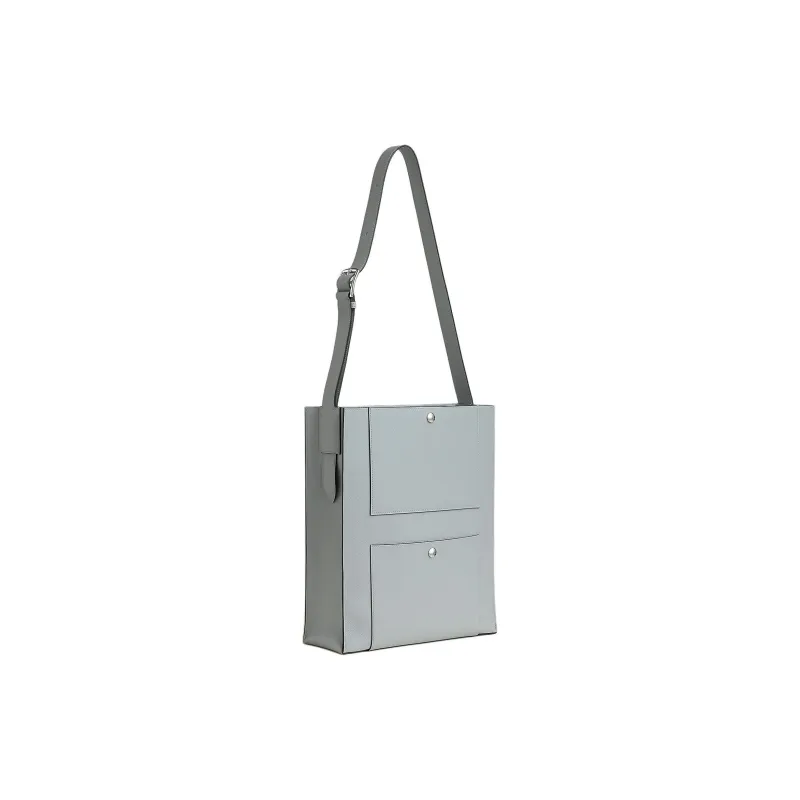 HERMES Cab H Evercolor Leather Tote Bag Shopping Bag Handbag Regular Unisex Blue Grayce-1