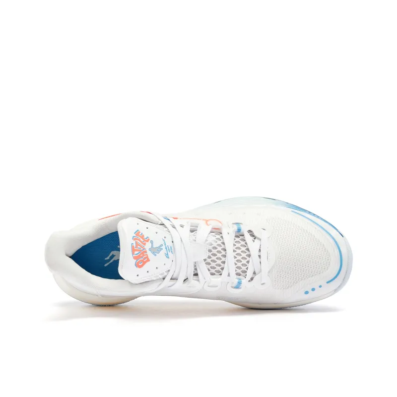 QIAODAN Cushioning Coverage Rebound Anti Twist Breathable Slip Resistant Low Top Basketball Shoes Men's White Blue-3