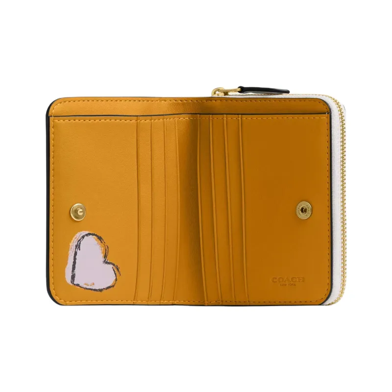COACH Essential Refined Calfskin Wallet Mini Women's Brass & Chalk Multicolor-1