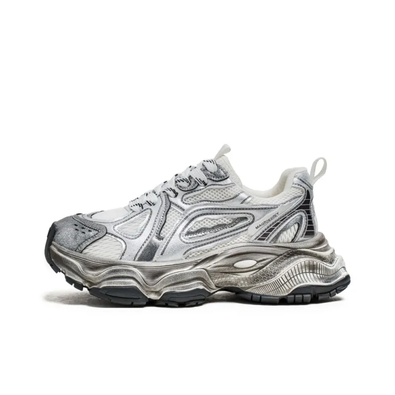HACKBUTEER Cushioning Anti Slip Wear Resistant Breathable Height Increasing Low Top Chunky Sneakers Men's-9