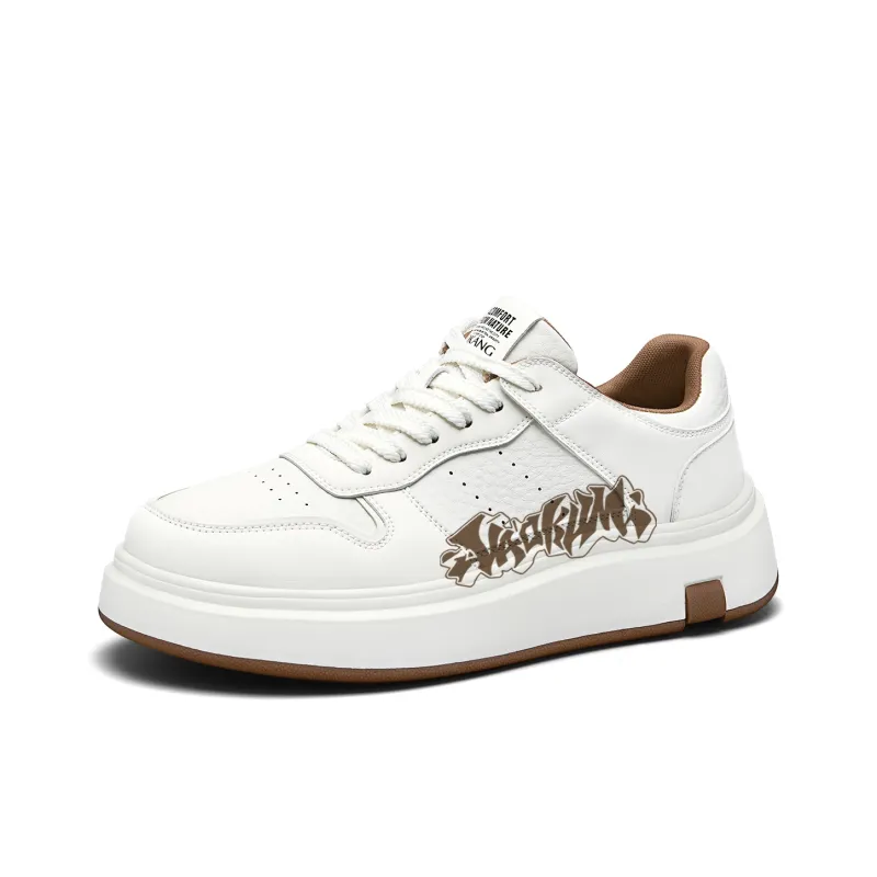 AOKANG Air Force One Series Skateboard Shoes Men Low Top White Red, White Brown-19