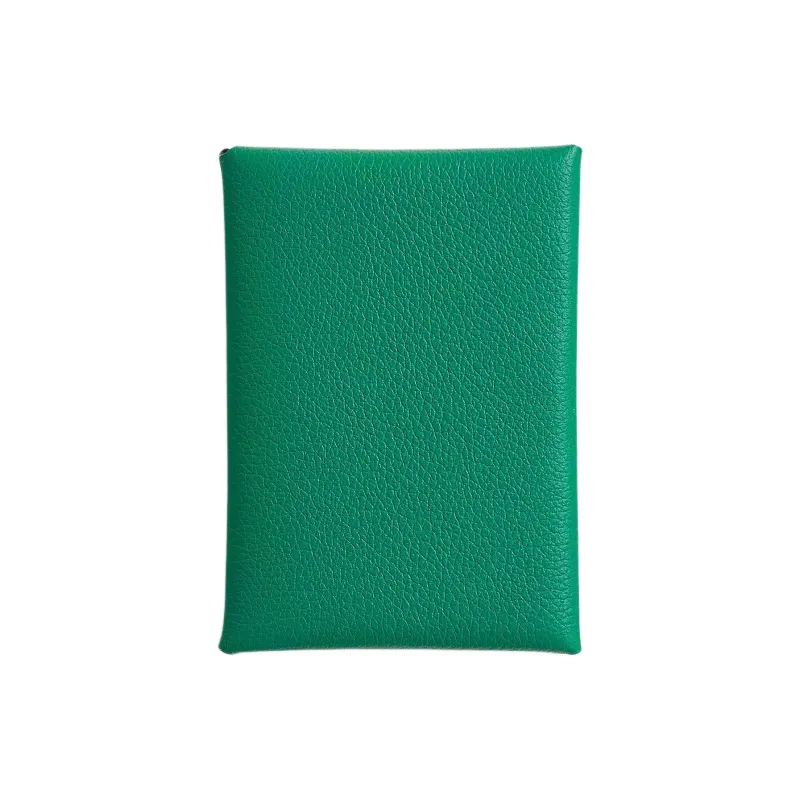 HERMES Calvi Duo Evercolor Calfskin Card Holder Regular Women's U4 Vert Vertigo Iridescent Green-0
