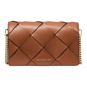 MICHAEL KORS Jet Set Medium Woven Leather Crossbody Bag