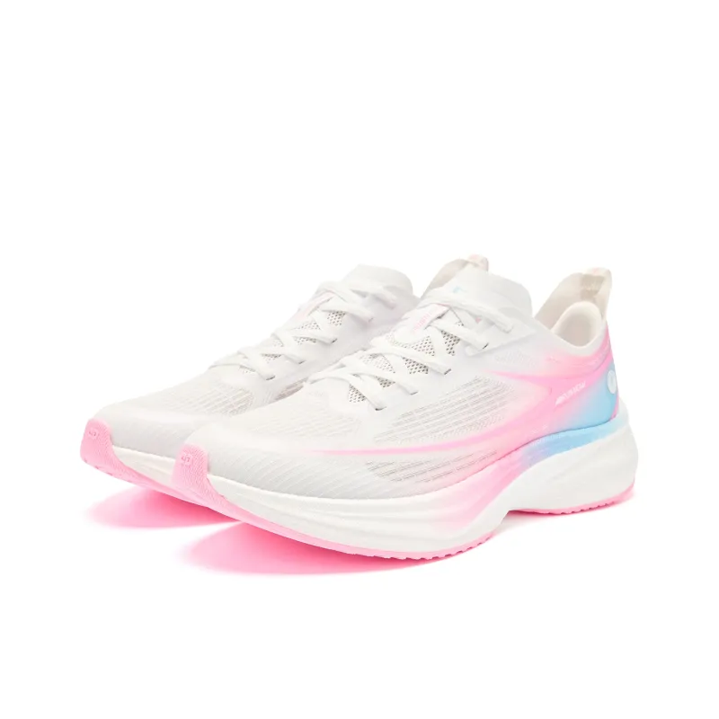 QIAODAN Light Speed 5.0PLUS Cushioned Slip Resistant Abrasion Resistant Low Top Casual Running Shoes Women's White Pink-2