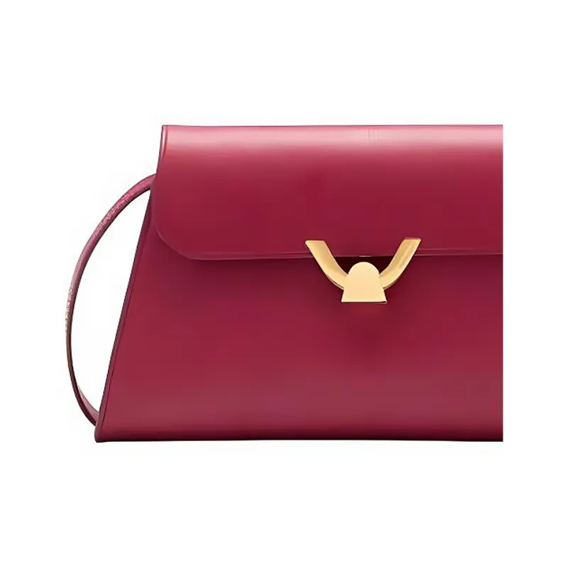 COCCINELLE Grained Leather Shoulder Bag Medium Size Women's Burgundy-4