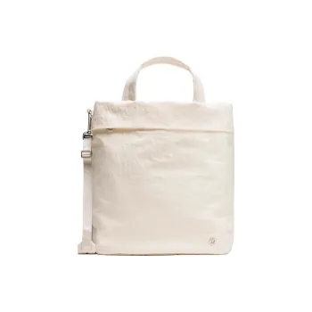 Lululemon Nylon Tote Bag Shopping Bag Shoulder Bag Crossbody Bag Handbag Unisex Light Ivory White