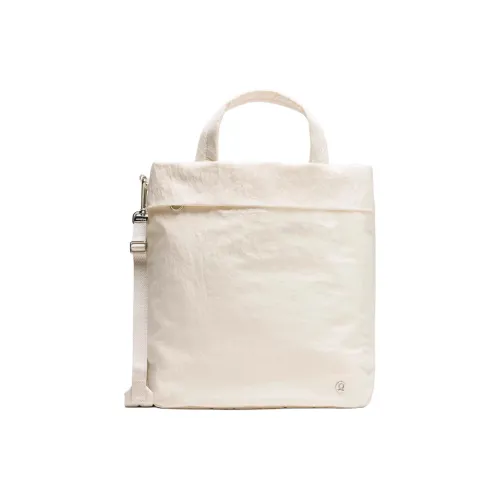 Lululemon Nylon Tote Bag Shopping Bag Shoulder Bag Crossbody Bag Handbag Unisex Light Ivory White
