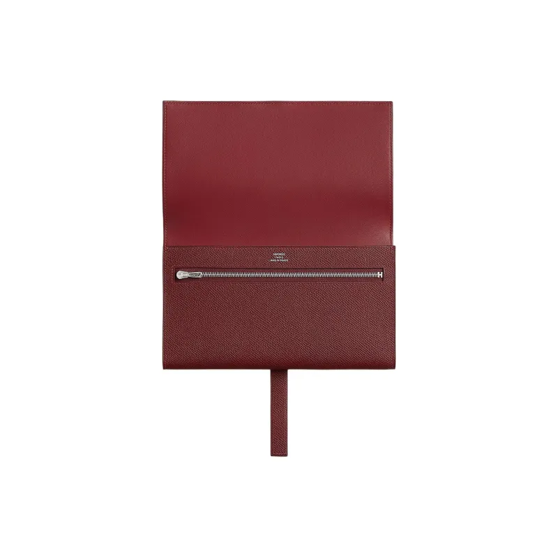 HERMES New H Passant Epsom Calfskin Wallet Women's 55 Rouge Hermes Red-1