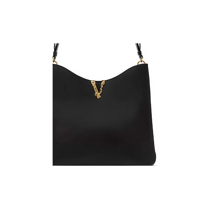 FANSIZHE Virtus Cow Leather One Shoulder Handbags Large Size Women's Black-3