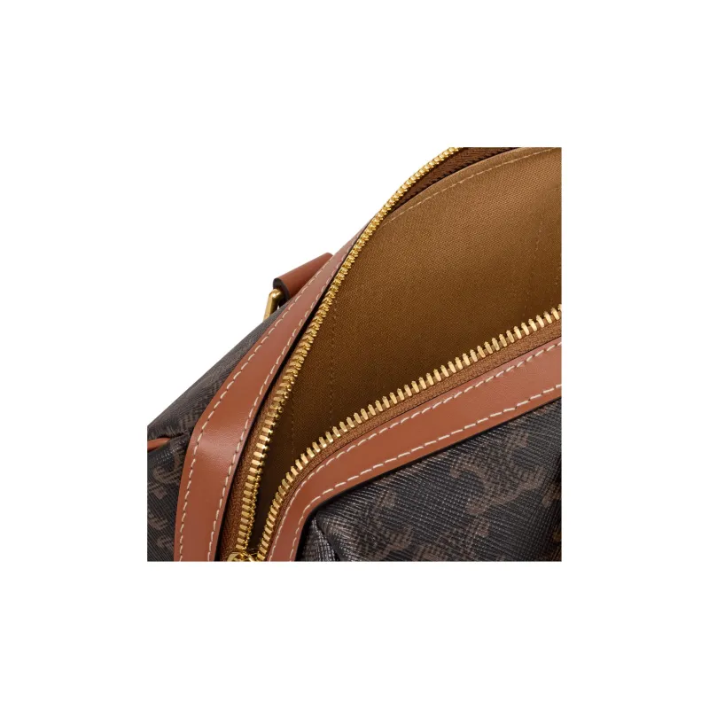 CELINE Cow Leather Boston Shoulder Bag, Crossbody Bag, Handbag Medium Size Women's Tawny-4