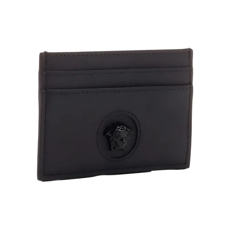 VERSACE VERSACE Leather Card Clip Wallets Women's Black-1
