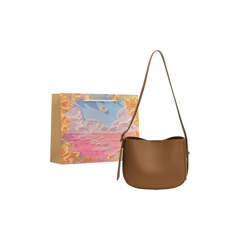 BRINCH PU Shoulder Bag Regular Women's Coffee/Black/Brown-3