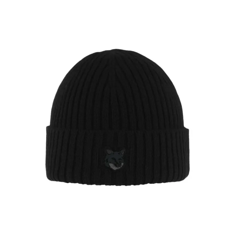 Maison Kitsune Wool Beanies Unisex Black-0