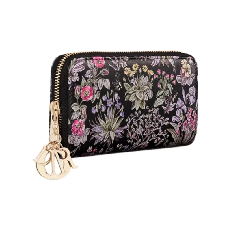 DIOR Lady Dior Calfskin Wallet Medium Size Women's Black-1