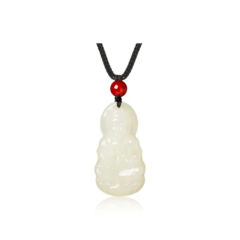 ZENGCAI Jade Buddha Pendant Of Bodhisattva Pale Greenish White Jade Unisex-0