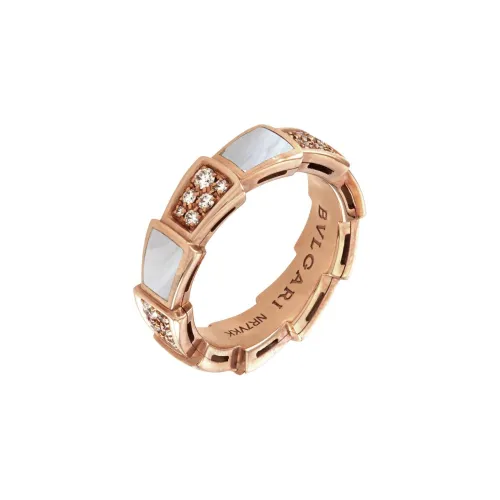 BVLGARI 18K Rose Gold, Diamond, Mother Of Pearl Rings Unisex Pink Gold