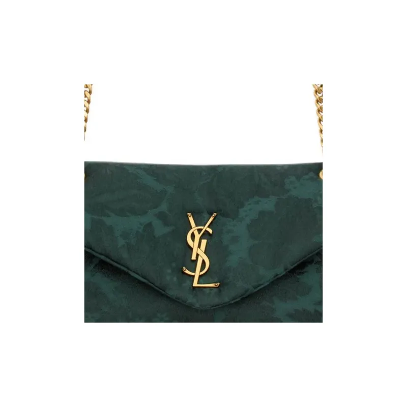 SAINT LAURENT Calypso Viscose Shoulder Bag Trumpets Women's Emerald Green-6