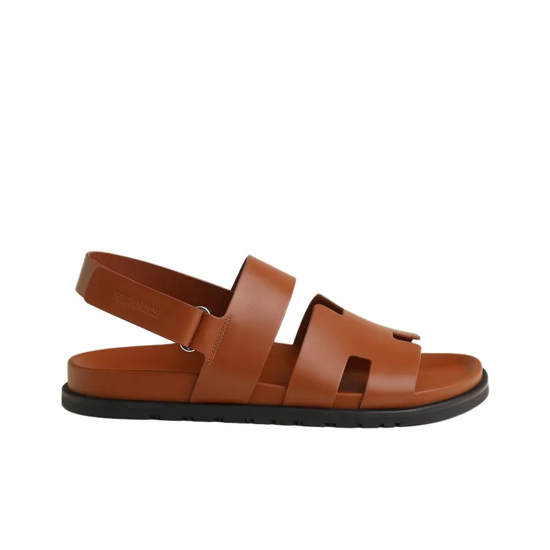 HERMES Genius One Strap Sandals Men's Brown-1