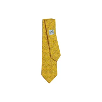 HERMES Mulberry Silk Ties Men's Yellow