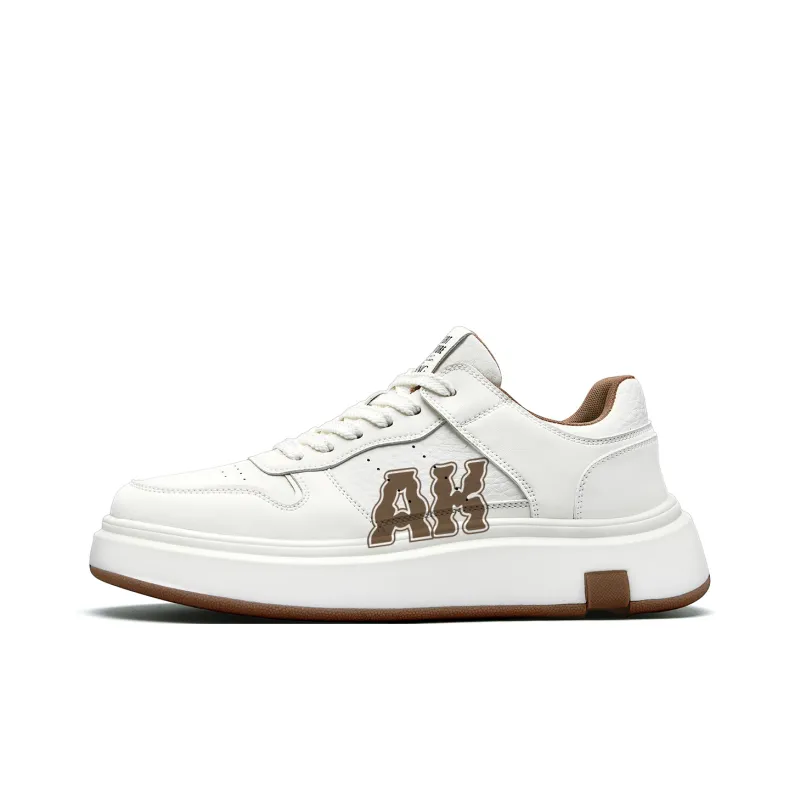 AOKANG Air Force One Series Skateboard Shoes Men Low Top White Red, White Brown-21