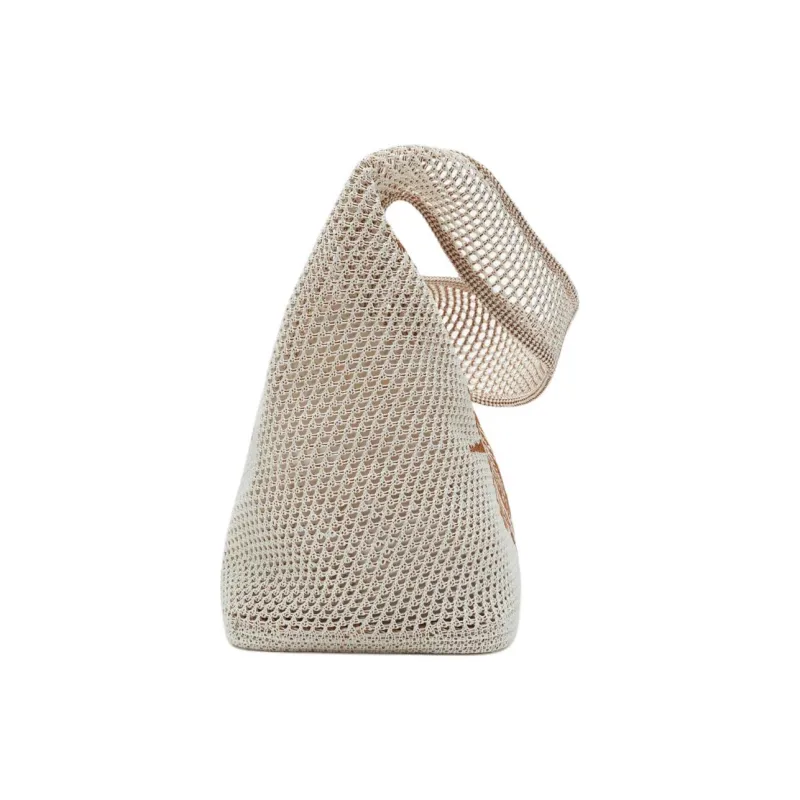 Burberry Viscose Crochet Bag Handbag Tubas Women's White & Sand-1