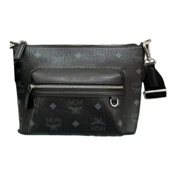 MCM Nylon Shoulder Bag Crossbody Bag Small Size Unisex Black