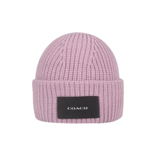COACH Acrylic, Sheep Wool Beanies Unisex Pink