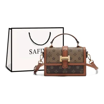 Safiya Synthetic Leather Crossbody Bag, One Shoulder Handbag Medium Size Women's Coffee