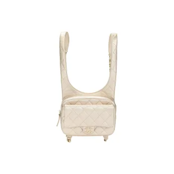CHANEL Metal Lambskin Backpack Women's Gold