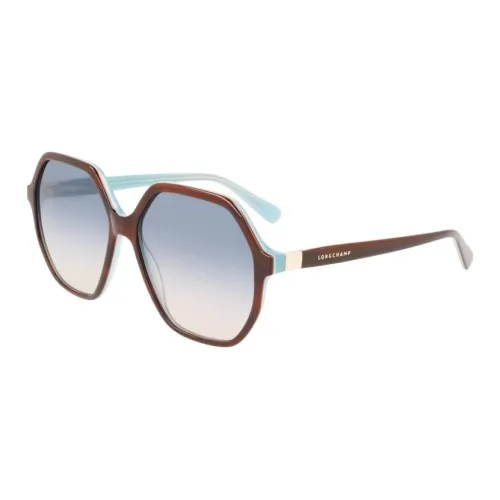 LONGCHAMP Acetate Irregular Shape Sunglasses Women's Brown
