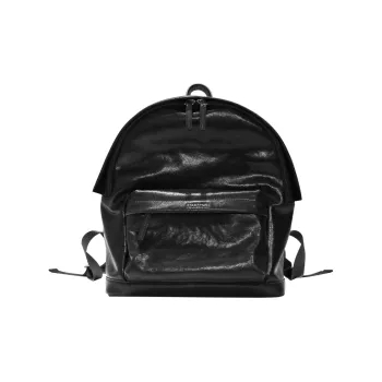 STAR TOWN Cow Leather Backpack Tubas Unisex Black
