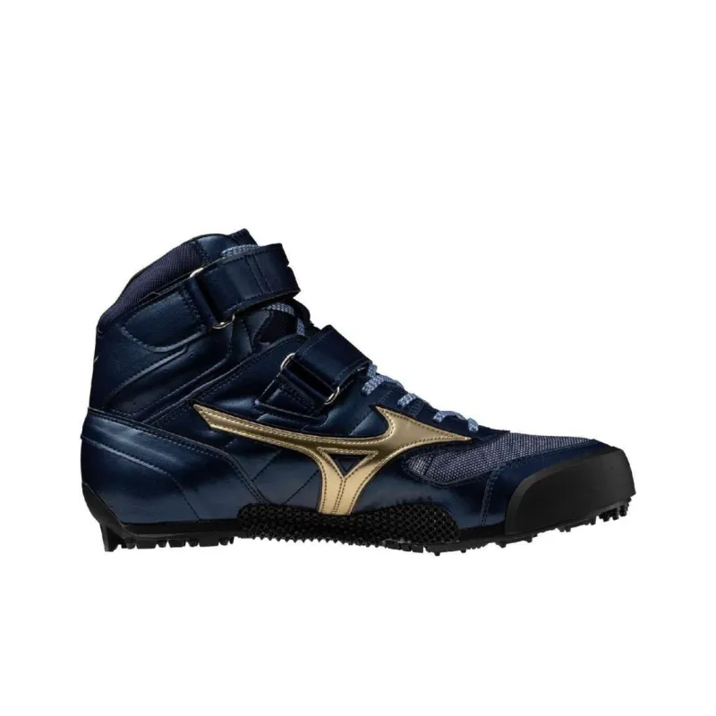 Mizuno High Top Training Shoes Unisex Marine Blue Gold-1