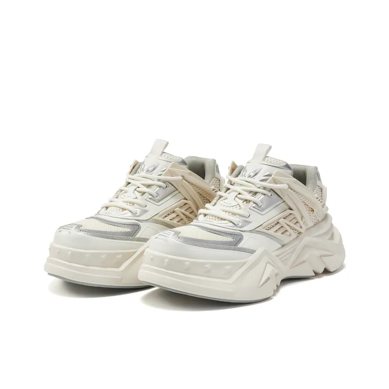 OGR Windbreaker Collection To The Fore Low-Top Chunky Sneakers Unisex White Silver-2