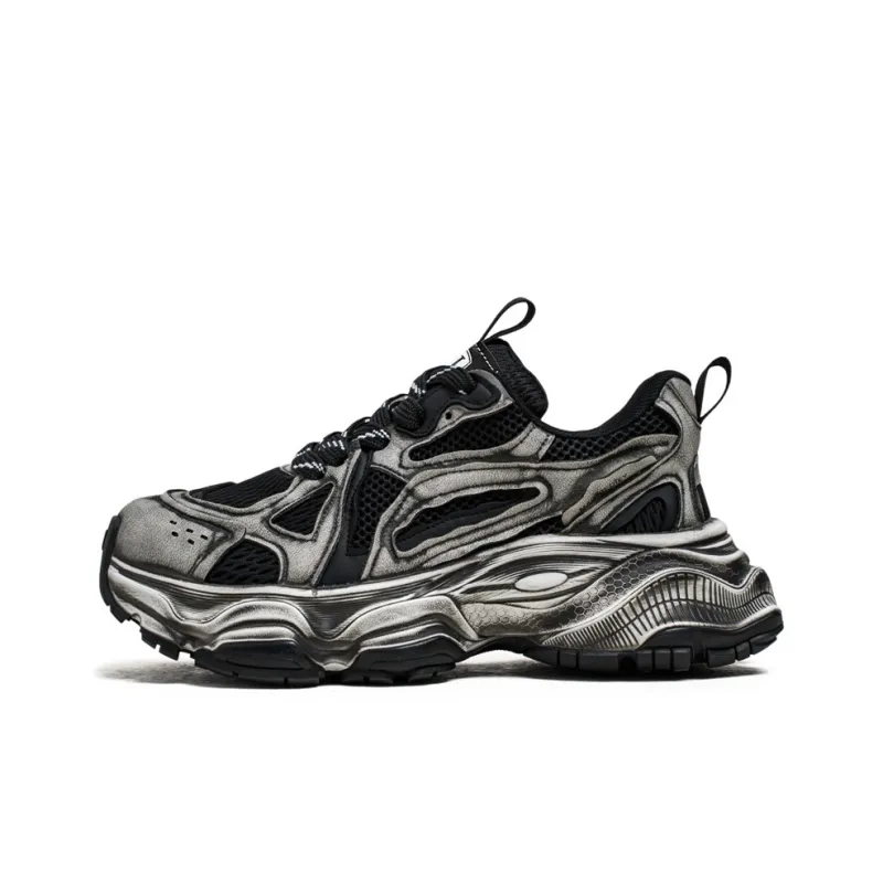 HACKBUTEER Cushioning Anti Slip Wear Resistant Breathable Height Increasing Low Top Chunky Sneakers Men's-1