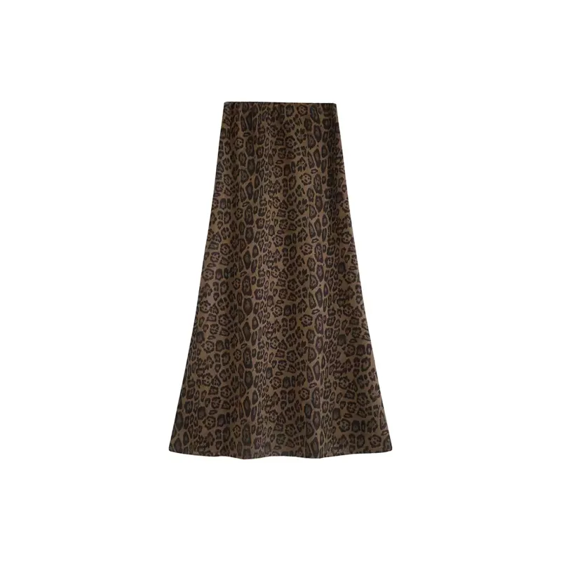 Wbwq Casual Long Skirts Women's Leopard Print-3