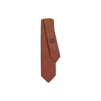 HERMES Mulberry Silk Ties Men's Orange